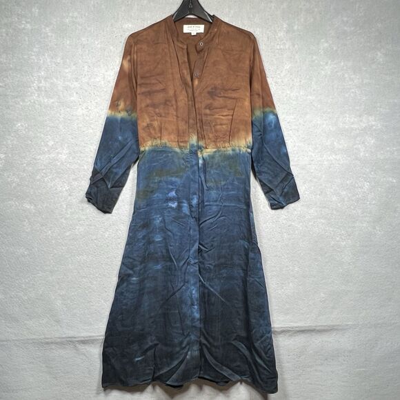 ANTHROPOLOGIE CLOTH & STONE PERLA TIE DYE MAXI SHIRT DRESS WOMEN’S SZ MEDIUM - Picture 1 of 13